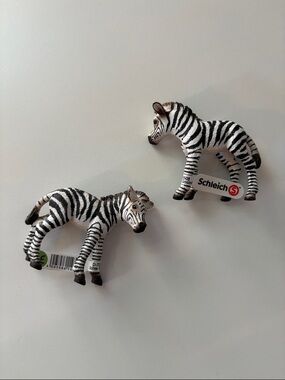 Schleich Zebra Foal Lot of 2 NWT